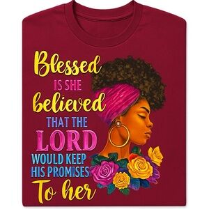 Women's Graphic Tee - Burgundy with Colorful Print